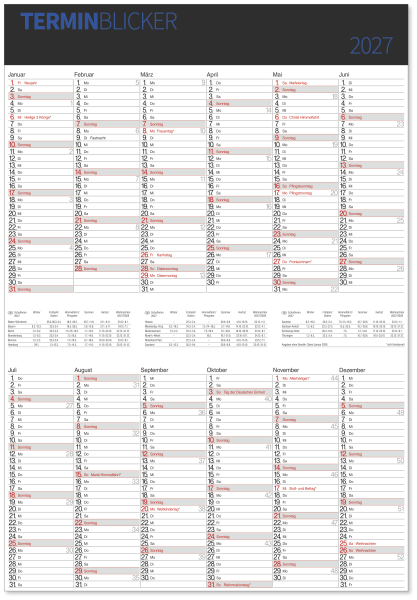Jahresplaner Terminblicker blau