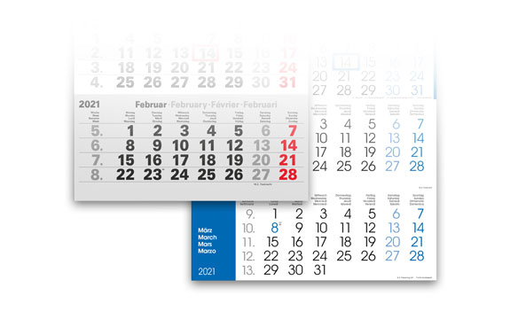 Monatskalender 2025  3 bis 7 Monate auf einen Blick  Kalenderversand.de