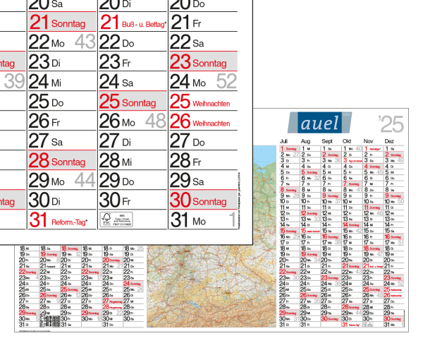 Landkartenkalender 2025 im Posterformat als ideales Werbegeschenk