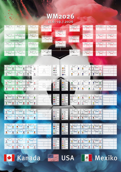 Fußball-WM-Spielplan Poster 2026 im Hochformat