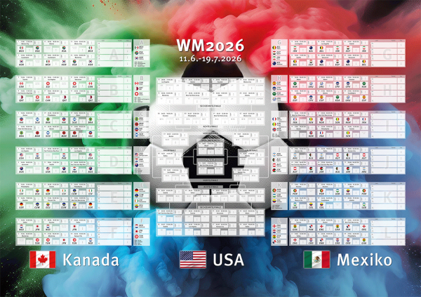 WM-Spielplan-Poster 2026 im Querformat