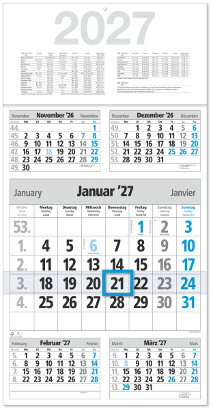 5-Monatskalender,Monatsplaner blau M5TF 