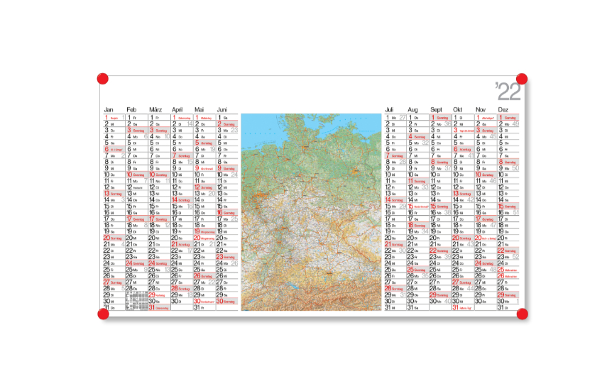 Landkartenkalender 2025  Jahresplaner mit Landkarte  Kalenderversand.de